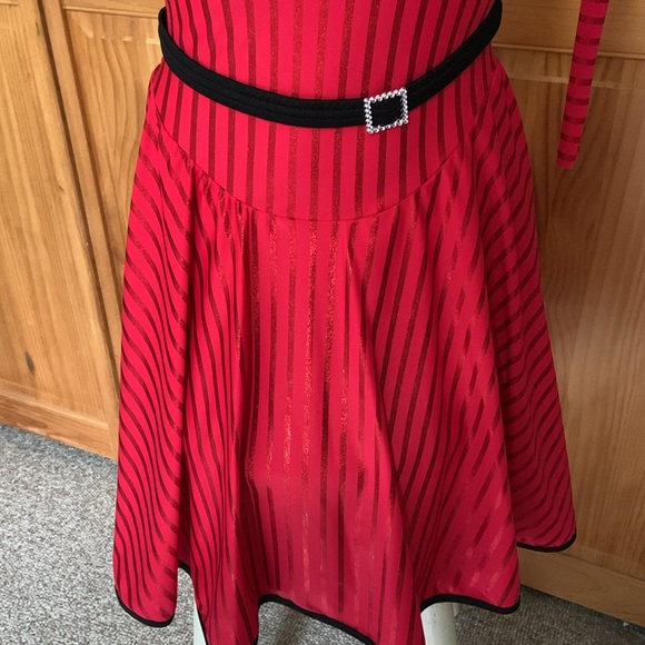 Curtain Call jazz tap dance dress full leotard bottom red stretch Lycra MEDIUM - Picture 3 of 11